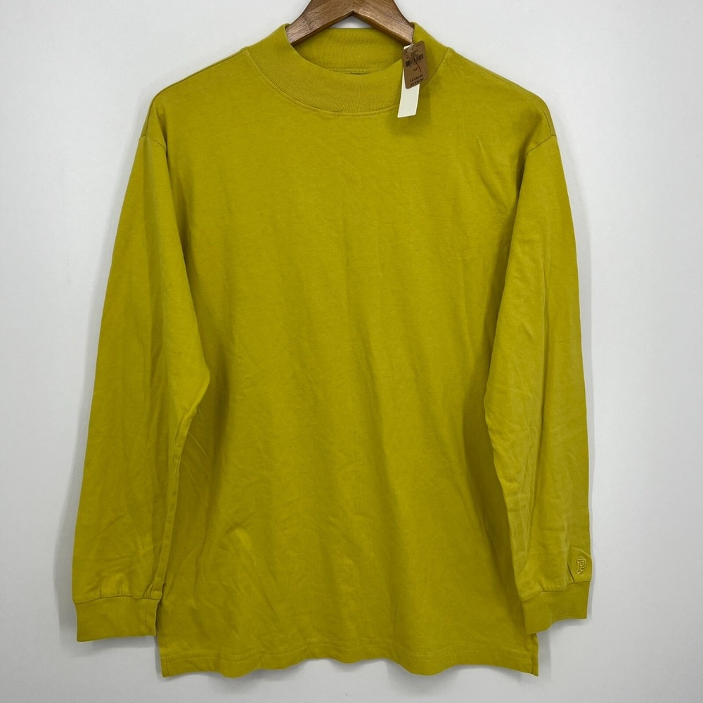PINK Victoria's Secret Long Sleeve T-Shirt Women's S Yellow Mock Neck Cotton NWT